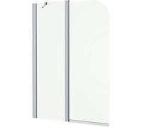 BAYSTONE Bathroom Over Bath Shower Screen 2 Section Curved Chrome 1000mm Modern Reversible 6mm Safety Glass