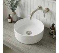 Baystone Lyon Countertop Basin for Bathroom and Cloakroom Hand Wash Basins Sink Modern White Gloss Round, 300 x 300mm