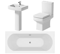 BAYSTONE Modern Bathroom Suite Toilet Basin Sink Full Pedestal Double Ended 1700mm Bath