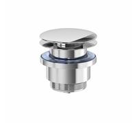 Baystone® Push Button Slotted & Unslotted Basin Sink Waste Pop Up Plug Replacement Bathroom Overflow Modern, Chrome