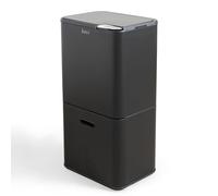 Bayt 60L Recycling Bin for Kitchen - 2 Compartment Vertical Tower Trash Can | 60 Litre Double Kitchen Bins for Waste Separation | Matte Black Stainless Steel Rubbish Bin with Inner Buckets