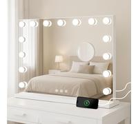 Bayt Bluetooth Makeup Mirror with LED Light, Hollywood Dressing Table | Detachable 10x Magnification, 3 Tone Dimmable, Touch Sensor, USB Port, 22.8" x 18.1", for Bedroom or Dressing Room