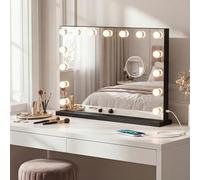 Bayt Hollywood Mirror with Lighting - Make Up Mirror with Lighting - Mirror with Lighting - Hollywood Mirror Dimmable - 10x Magnification (Black, 58 x 46 cm)