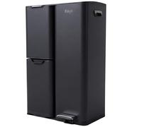 Bayt Kitchen Bin 60L - Black Stainless Steel Pedal Bin with 3 Compartments | 30L, 17L & 13L Kitchen Recycling and Waste Separation | Dual Trash Can for Home and Office