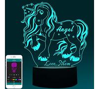 BayTec Custom Name Unicorn Night Light, Gifts for Girls, Personalised Table Lamp for Kids, Children, Daughter, Bedroom Acrylic LED Gift for Birthday, Halloween, Christmas, New Year