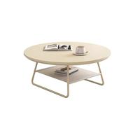 BAYTEWJX Center Table Living Room,Small Round Coffee Tables,Modern Center Table,with Storage Shelf,Cream White Table,Sturdy and Easy Assembly,for Small Space Living Room Bedroom Office.