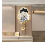 BAYTEWJX Decorative Wall Clocks Large Wall Clock with Light Creative Wall Art for Living Room Shops Offices Corridor Dining Room.(White gray,56x96cm)