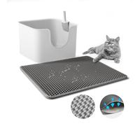 Baytion Cat Litter Mat, Litter Tray Mat 60 x 44 cm for Cat Litter Box and Cat Toilet, Double Layer Trapping Mat, Big Honeycomb Holes, Waterproof Urine Proof, EVA Material BPA Free (Grey)
