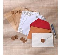 BAYTORY 27Pcs Stationery Paper and Envelopes Set, A6 Vintage Envelopes, Love Letter Papers Letter Writing Kit, Letter Writing Stationery for Invitation (Multicolor & Letter Papers)