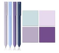 BAYTORY 320 Sheets Gradient Sticky Notes, 4 Pcs Rotatable Colored Gel Pens, Aesthetic Self-Stick Note & Multicolored Ink Pen, Colorful Memo Pads Easy to Post for Note Taking (Gradient Purple)