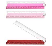 BAYTORY 3Pcs 30cm Folding Ruler, Transparent Plastic Straight Rulers, Foldable Aluminum Shatterproof Ruler, Measure Geometric Student Stationery, for School Office Use (Pink, Purple, Red)