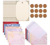 BAYTORY 44Pcs Writing Stationery Paper and Envelopes Set, Aesthetics Lined Stationery Writing Sets, Love Letter Kit, 20 Paper Sheets + 12 Envelopes (Flower)