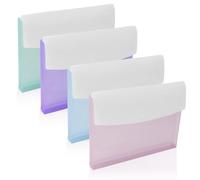 BAYTORY 4Pcs Clear Plastic Envelopes, Large Capacity Expanding File, Document Folders with Snap Closure, Waterproof Filing Pouch with Pocket, Assorted Color Fit Letter A4 Size (Flat Opening)