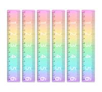 BAYTORY 6Pcs 6inch/15cm Plastic Straight Ruler, Transparent Gradient Color Rulers, Shatterproof Rainbow Color Measure Stationery with Centimeters, for School Classroom Student (6inch/15cm)