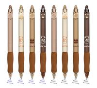 BAYTORY 8Pcs Cute Retractable Erasable Gel Pens, Blue and Black Ink Pen with Eraser Clear, Smooth Writing Comfortable to Use for Note Taking Planner Crossword Puzzles (Coffee)