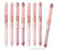 BAYTORY 8Pcs Retractable Gel Pens, Scented Ink Pens, Smooth Writing Black Ink Pen with Aesthetic Pen Barrel for Journaling Note Taking Sketching (Pink)
