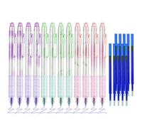 BAYTORY Erasable Pens, Retractable Fine Point 0.5mm Gel Pens with Eraser Clear, 12Pcs Blue Ink Pens & 10Pcs Refills, Smooth Writing for Note Taking Crossword Puzzles (Flower & Butterfly)