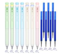 BAYTORY Pastel Erasable Gel Pens, 7Pcs Blue Ink & 7Pcs Refills, Aesthetic Rub Out With Eraser, Smooth Writing for Home School and Office Supplies (Flower Eraser)