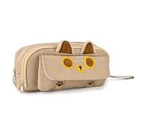 BAYTORY Pencil Case Large, Cute Back to School Pencil Cases with 3 compartments, Stitch Pencil Case for Makeup Bag and Stationery Organizer (Beige)