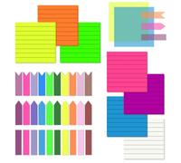 BAYTORY Transparent Sticky Notes Lined, 350 Sheets 3x3 inch with Lines and 3 Pcs See Through Sticky Tabs, 7 Bright Color Pads Match Post Dispenser Office School Home Supplies (Lined)