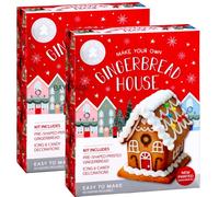 BAYTRADE 2 X Make your own Gingerbread House Kit Pre Baked - 380g - with Icing Christmas Sweets Decorations - Kids Build and Decorate - Just add Candy canes to this Ginger bread house Xmas Gift