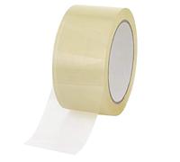 baytronic Packing Tape Parcel Tape Quiet, 66 m x 50 mm, 48μ, Brown or Transparent (1 x Roll, Transparent)