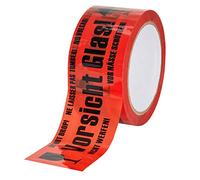 baytronic PP Warning Tape Caution Glass 66 m x 50 mm, 32μ, Red (1 x Roll)