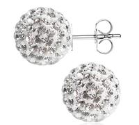BAYUEBA 925 Sterling Silver Sparkle Crystal Ball Stud Earrings for Women 10MM