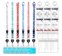 Bayurht 6 Pack Cruise Accessories Retractable Lanyards with Waterproof Luggage Tag Holder ID Badge Holder Travel Lanyard Retractable for Cruise Essentials