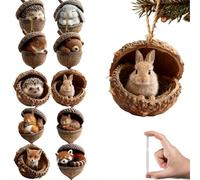 BaYuYPOO 2026 Forest Animal Ornaments Set of 10, Woodland Creatures Acrylic Christmas Tree Decorations with Pine Cone & Acorn, Hanging Pendant for Holiday Home Decor