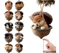 BaYuYPOO 2026 Forest Animal Ornaments Set of 10, Woodland Creatures Acrylic Christmas Tree Decorations with Pine Cone & Acorn, Hanging Pendant for Holiday Home Decor