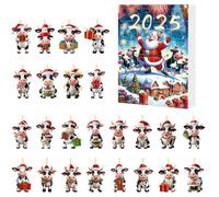 BaYuYPOO Cow Ornaments Advent Calendar 2025,24 Days Acrylic Cow Ornaments Christmas Countdown Pendant Calendar,Cute Cows Cale Advent