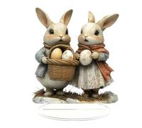 BaYuYPOO Easter Bunny Acrylic Decor, 3.15" Clear Rabbit Desk Ornament with Stable Base, Cute Spring & Home Office Decoration for Shelf, Window Sill, Non-Tip Kids Safe Decor