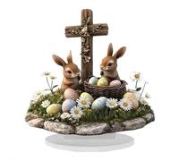 BaYuYPOO Easter Bunny Acrylic Decor, 3.15" Clear Rabbit Desk Ornament with Stable Base, Cute Spring & Home Office Decoration for Shelf, Window Sill, Non-Tip Kids Safe Decor