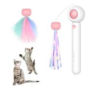 BaYuYPOO Gravity Cat Teaser Toy, Interactive Retractable Cat Toy with Adjustable Length & Automatic Rebound, Durable ABS Cat Wand for Indoor Cats, Fun Exercise for Bored Kittens (Pink/Blue, 21.4cm)
