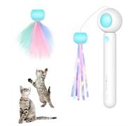 BaYuYPOO Gravity Cat Teaser Toy, Interactive Retractable Cat Toy with Adjustable Length & Automatic Rebound, Durable ABS Cat Wand for Indoor Cats, Fun Exercise for Bored Kittens (Pink/Blue, 21.4cm)