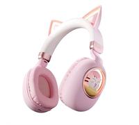 BaYuYPOO Kids Headphones Cat Ear - Bluetooth 5.3 Over-Ear Noise Cancelling Headphones with Microphone LED Lights Up 85dB Safe Volume Limit Wireless or 3.5mm Wired USB C for Travel iPad Tablet