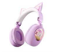 BaYuYPOO Kids Headphones Cat Ear - Bluetooth 5.3 Over-Ear Noise Cancelling Headphones with Microphone LED Lights Up 85dB Safe Volume Limit Wireless or 3.5mm Wired USB C for Travel iPad Tablet
