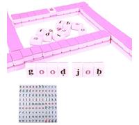 BaYuYPOO Mahjong Tile Set,108 Tiles English Spelling Mahjong Set,Spelling English Words Mini For Travel, Alphabet Tile Pa Mahjong Set