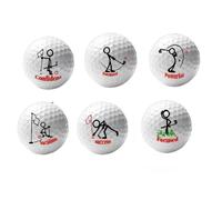 BaYuYPOO Motivational Golf Balls 6 Pack - Funny Stick Figure Design with Inspirational Words, Unique Novelty Golf Gifts for Men & Women, White Golf Balls in Black Gift Box for Birthday & Holiday