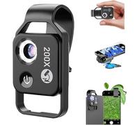 BaYuYPOO Nano Zoom 200x for iPhone, Android - Macro Lens with CPL, 200x Magnification, Multi-Layer Coating, LED Fill Light, Black, White