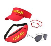 Baywatch Style Outfit | Unisex Rescue Guard Costume Kit, Headband Belt Bag Shades | Swim Safety rolplay Signal Horn Pool Party Cosplay for Themed Events and Adult Dress Up Men Women Characters