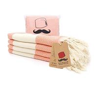 Bazaar Anatolia Hand Towels - Set of 4 | 39" x 19" - Decorative Turkish Hand Towel for Bathroom, 100% Cotton, Kitchen, Face, Hair, Tea, Dishcloth, Thanksgiving Hand Towels - Diamond Orange