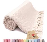 Bazaar Anatolia Turkish Bath Towel 100% Cotton Beach Towels Oversized Quick Dry Boho Farmhouse Decor Sheets Bathroom Towels Sand Free Camping Blanket Cream - 180x100cm - Diamond Beige