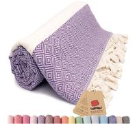 Bazaar Anatolia Turkish Beach Towel 100% Cotton Bath Towels Oversized Quick Dry Boho Farmhouse Decor Sheets Bathroom Towels Sand Free Camping Blanket - 180x100cm - Diamond Purple