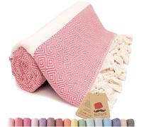 Bazaar Anatolia Turkish Beach Towel 100% Cotton Bath Towels Oversized Quick Dry Boho Farmhouse Decor Sheets Bathroom Towels Sand Free Camping Blanket Peach - 180x100cm - Diamond Coral