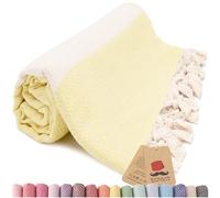 Bazaar Anatolia Turkish Beach Towel 100% Cotton Bath Towels Oversized Quick Dry Boho Farmhouse Decor Sheets Bathroom Towels Sand Free Camping Blanket - 180x100cm - Diamond Yellow