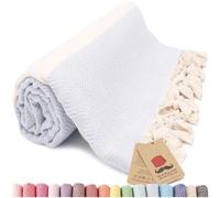 Bazaar Anatolia Turkish Beach Towel 100% Cotton Bath Towels Oversized Quick Dry Boho Farmhouse Decor Sheets Bathroom Towels Sand Free Camping Blanket - 180x100cm - Diamond Light Blue
