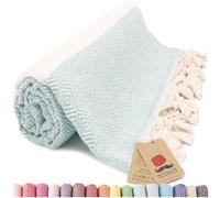 Bazaar Anatolia Turkish Beach Towel 100% Cotton Bath Towels Oversized Quick Dry Boho Farmhouse Decor Sheets Bathroom Towels Sand Free Camping Blanket Teal Towels - 180x100cm - Diamond Mint