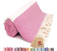 Bazaar Anatolia Turkish Beach Towel 100% Cotton Bath Towels Oversized Quick Dry Boho Farmhouse Decor Sheets Bathroom Towels Sand Free Camping Blanket Hot Pink - 180x100cm - Diamond Fuscia